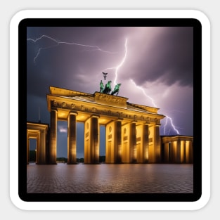 Iconic World Landmarks During A Thunderstorm: Brandenburg Gate Berlin Sticker